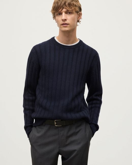 Johnstons Blue Peel Dark Cashmere Jumper for men