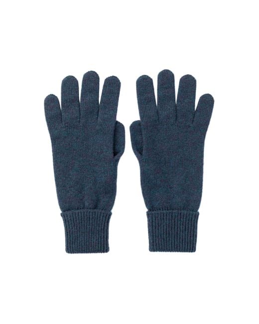 Johnstons Blue Cashmere Gloves With Turnback Cuffs