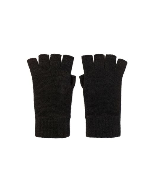 Johnstons Black Fingerless Cashmere Gloves