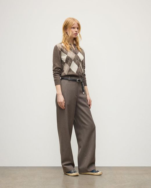 Johnstons White Clan Argyle Cashmere Cardigan