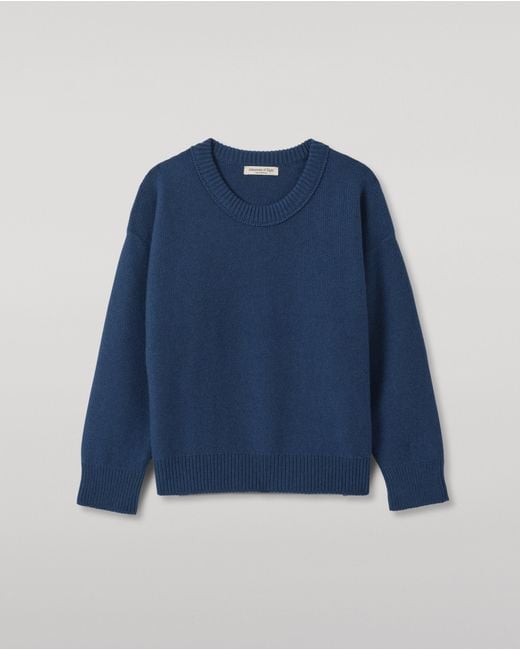 Johnstons Blue Maggie Reverse Stitch Cashmere Jumper