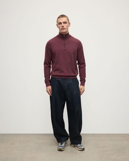 Johnstons Red Cashmere Zip Neck Jumper for men