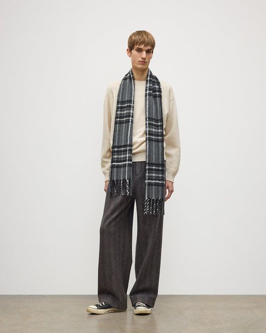 Johnstons White Mach Tartan Cashmere Scarf