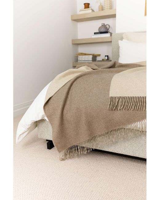 Johnstons Brown Plain Reversible Cashmere Bed Throw