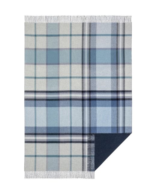 Johnstons Blue Reversible Cashmere Spey Check Throw