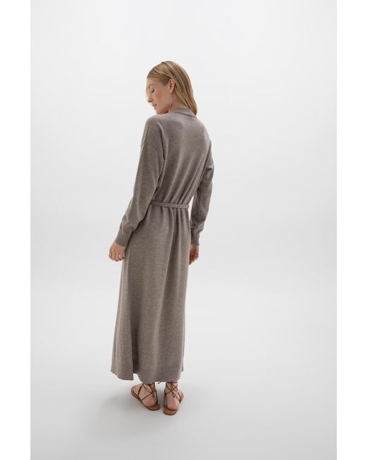 Johnstons White Belted Long Cashmere Cardigan
