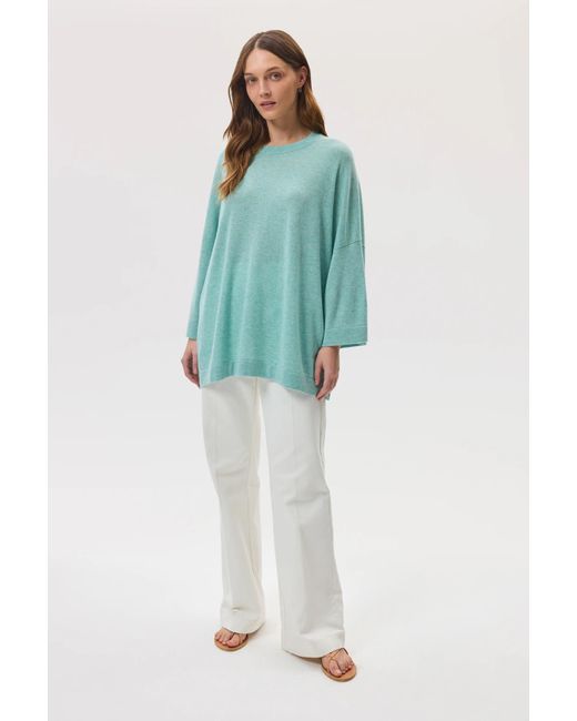 Johnstons Blue Relaxed Featherlight Cashmere Jumper