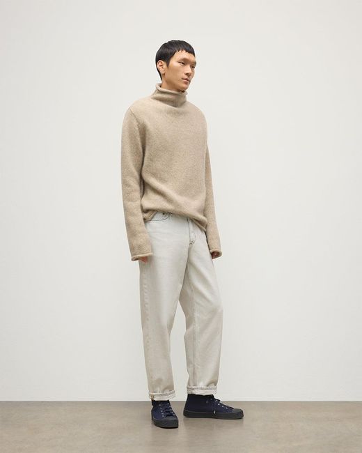 Johnstons White Kester Natural Marl Cashmere Funnel Neck Jumper for men