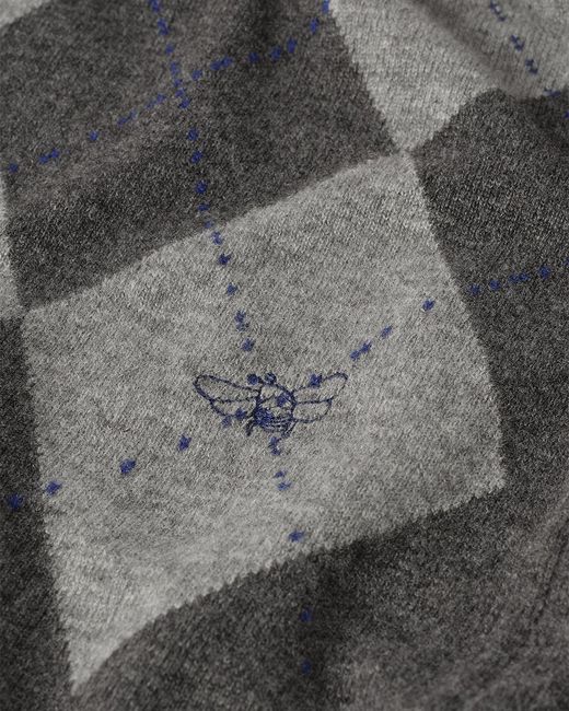 Johnstons White Clan Mid Argyle Cashmere Jumper
