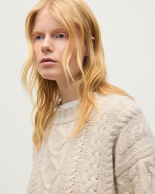 Johnstons Blue Mabel Aran Cable Jumper
