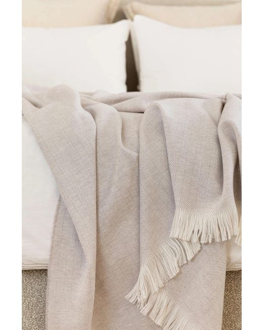 Johnstons Gray Herringbone Merino Bed Throw