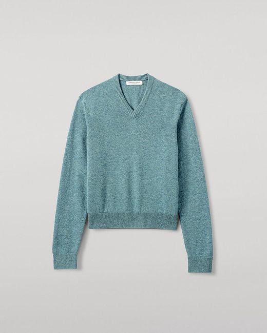 Johnstons Blue Cashmere V Neck Jumper