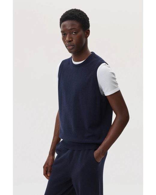 Johnstons Blue Dark Cashmere Tank