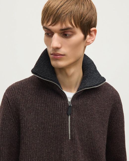 Johnstons Gray Chalmers & Charcoal Half Zip Lambswool Jumper