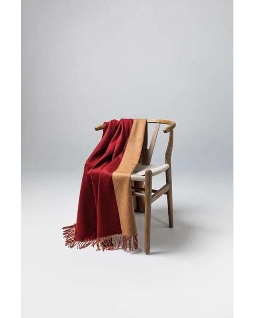 Johnstons Red Reversible Dark & Camel Cashmere Throw
