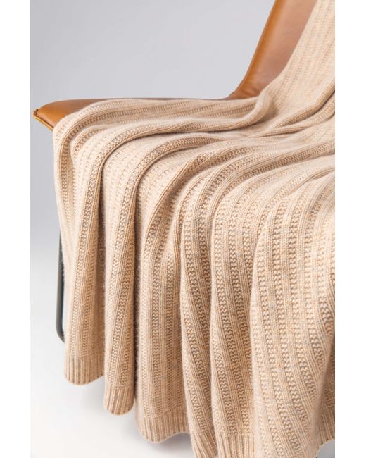 Johnstons White Texture Knitted Cashmere Throw