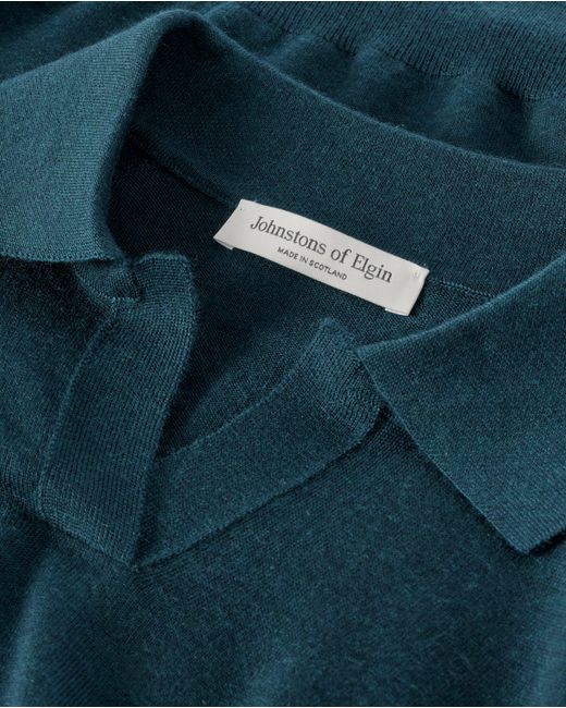 Johnstons Blue Coira & Superfine Cashmere Polo Shirt