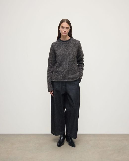 Johnstons Gray Brushed Cashmere-Silk Charcoal Jumper