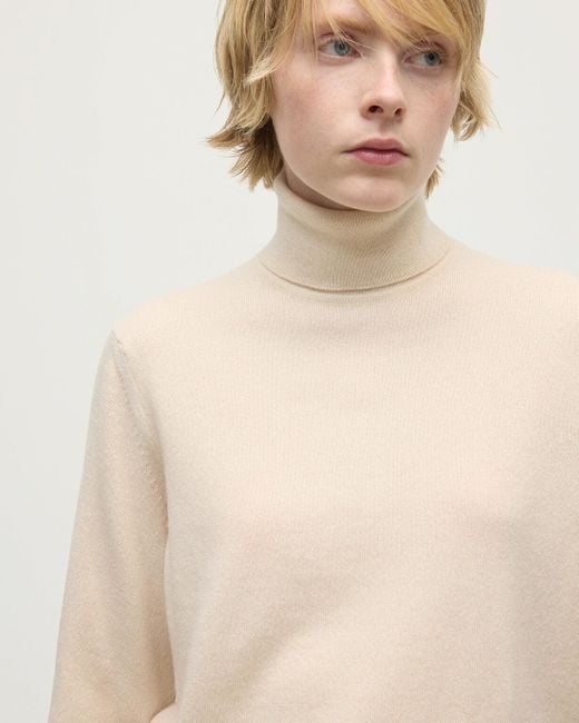 Johnstons White Classic Cashmere Roll Neck Jumper