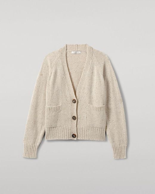 Johnstons White Donegal Cashmere V Neck Cardigan