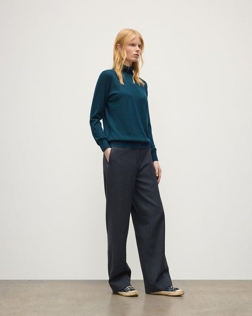 Johnstons Blue Beatrice Funnel Neck Superfine Cashmere Jumper
