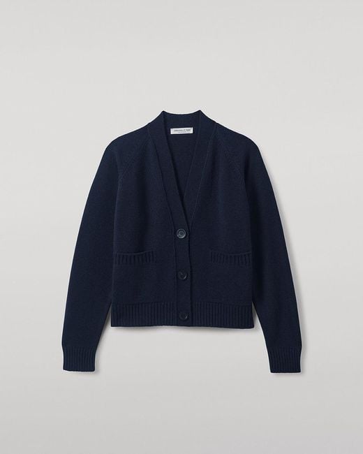 Johnstons Blue Relaxed Fit Dark Cashmere Cardigan