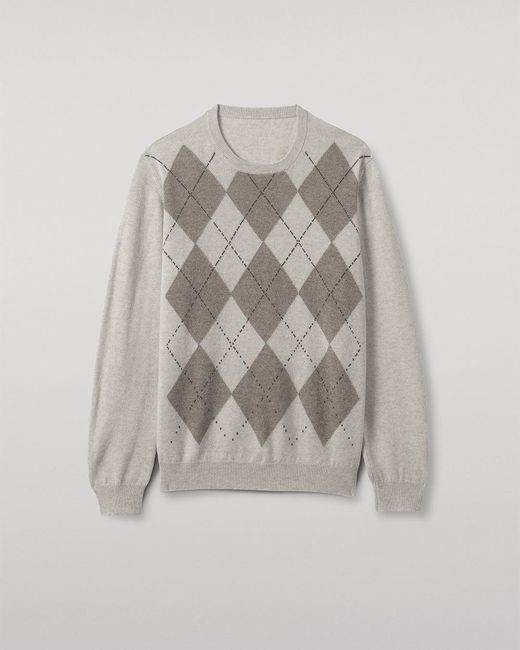 Johnstons White Argyll Cashmere Jumper for men