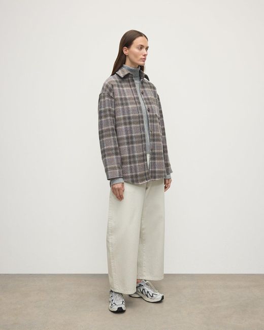 Johnstons White Slate Tweed Check Oversized Shirt