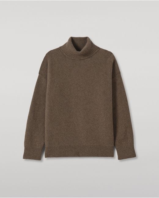 Johnstons Natural Maggie Reverse Stitch Roll Neck Cashmere Jumper