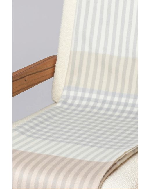 Johnstons White Check Reversible Heron Cashmere Throw