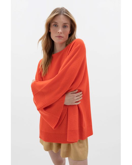 Johnstons Red Cashmere Cape Sweater