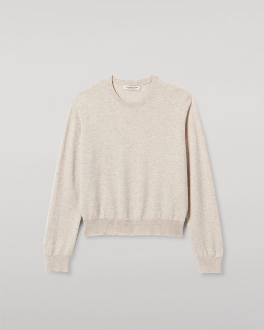 Johnstons White Lunan Natural Classic Cashmere Crew Jumper