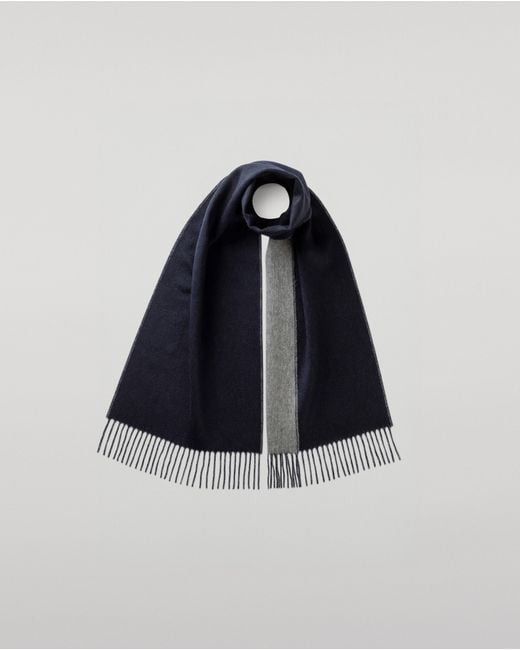 Johnstons Blue Contrast & Cashmere Scarf