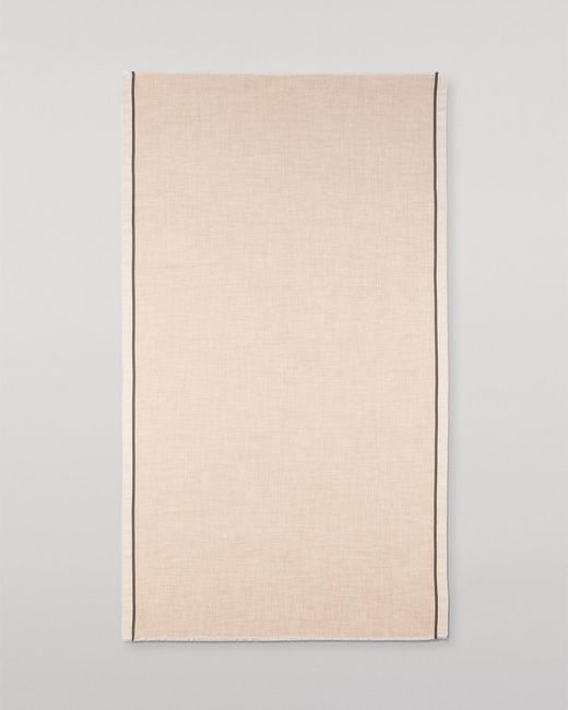 Johnstons White Ives Chevron Border Cashmere Scarf
