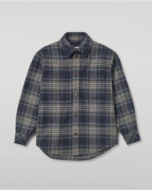 Johnstons Blue Atholl & Bottle Plaid Overshirt