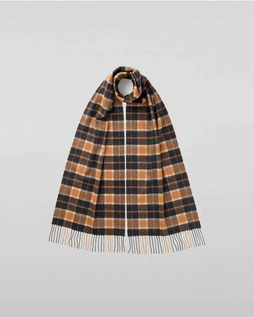 Johnstons White Windowpane Check Cashmere & Vicuña Scarf