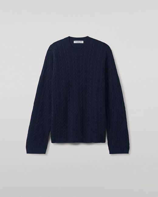 Johnstons Blue Cable Knit Dark Cashmere Jumper
