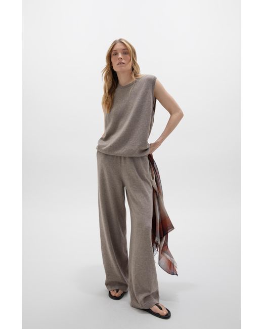 Johnstons Brown Wide Leg Cashmere Culottes