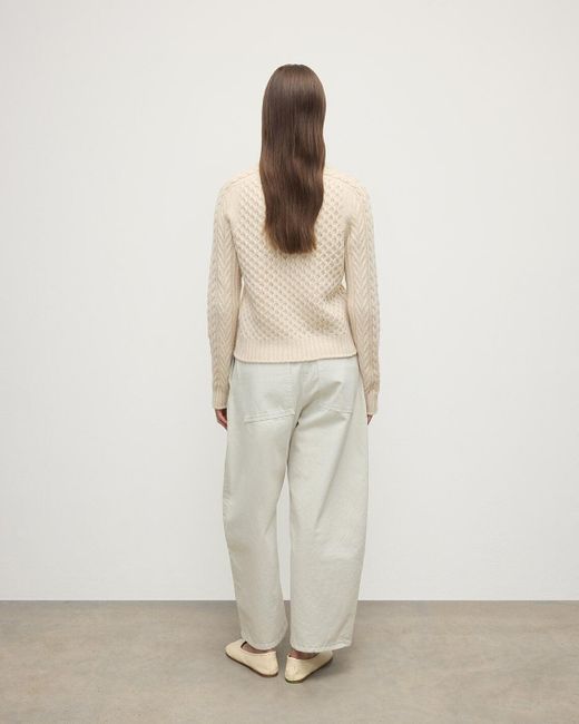 Johnstons White Aran Cable Cashmere Jumper