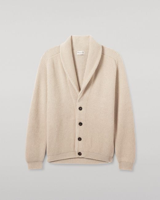 Johnstons White Pioneer Natural Shawl Collar Cashmere Cardigan for men