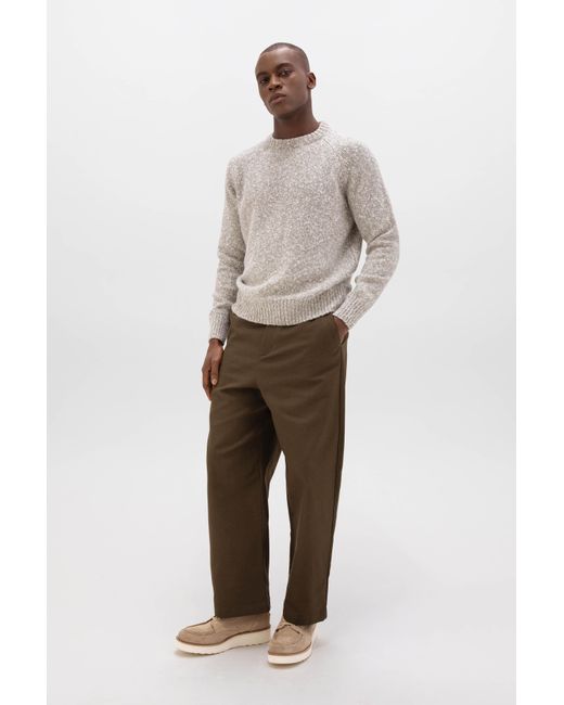 Johnstons Brown Wool Cashmere Slub Crew Neck