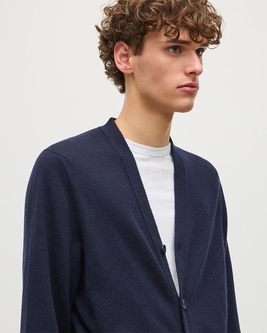 Johnstons White Rory Dark Classic Cashmere Cardigan for men