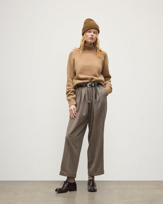 Johnstons White Mellis Camel Marble Cashmere & Cotton Jumper