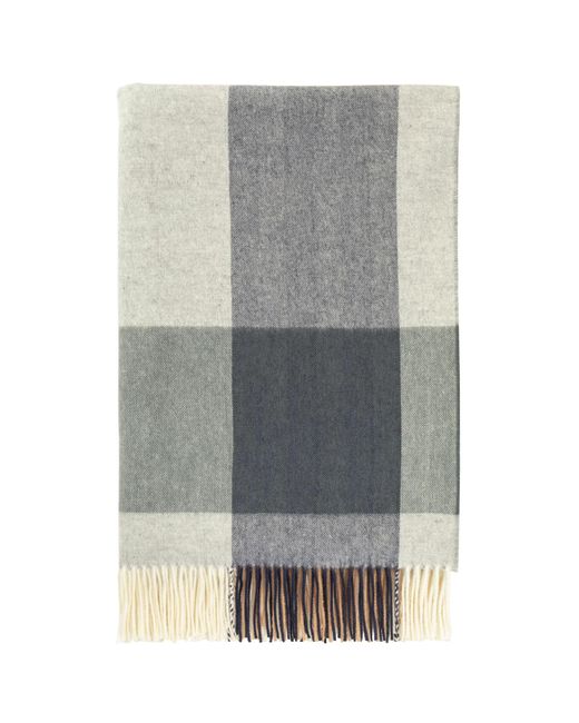 Johnstons Gray Block Border Wool Throw