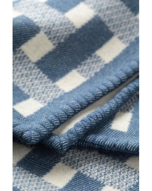 Johnstons Blue Blanket Stitched Basketweave Throw