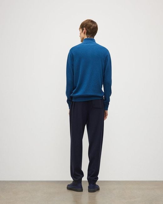 Johnstons Blue Lewis Dark Tapered Cashmere Joggers for men