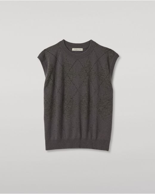 Johnstons Black Clan Mid Argyle Cashmere Tank