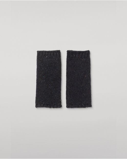 Johnstons Black Tiree Donegal Cashmere Wristwarmers