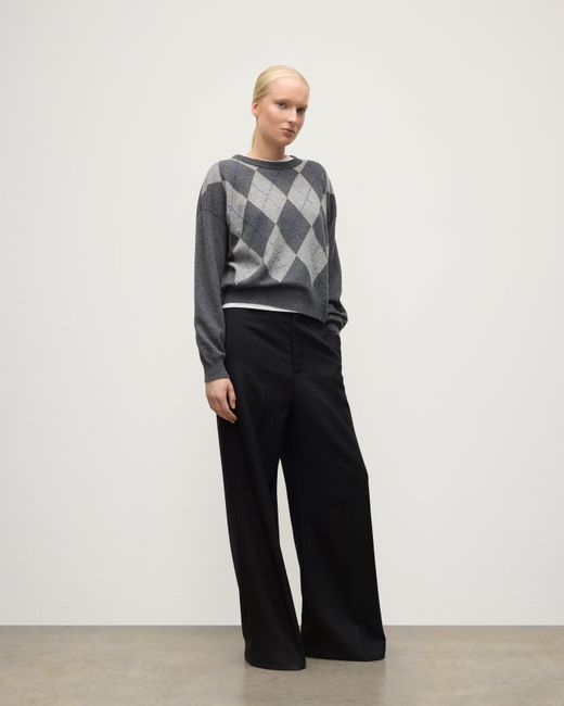 Johnstons White Clan Mid Argyle Cashmere Jumper
