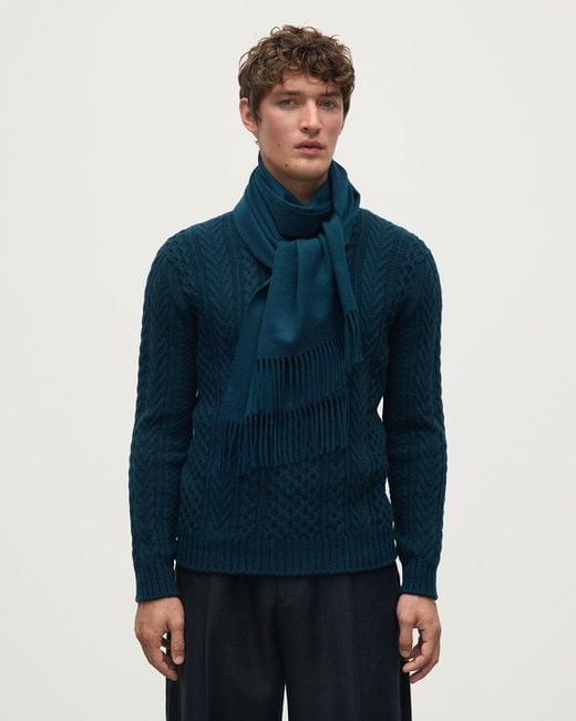 Johnstons Blue Wide Bottle Cashmere Scarf